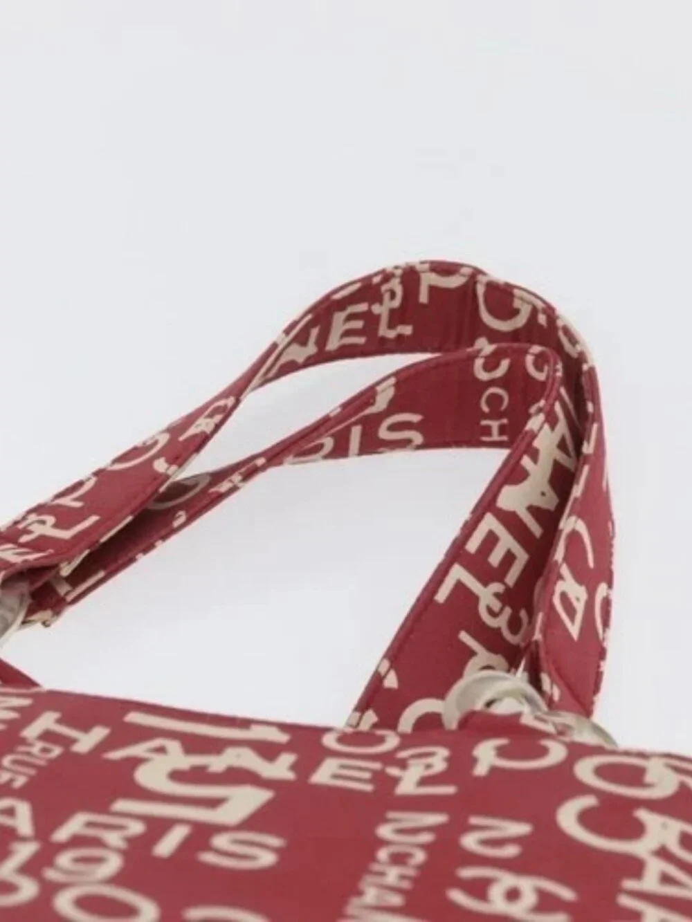 CHANEL By Sea Line Tote Bag Canvas Red CC Auth BA11415A